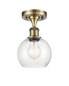 Athens - 1 Light - 6 inch - Antique Brass - Semi-Flush Mount (516-1C-AB-G124-6)