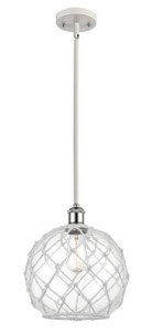 Farmhouse Rope - 1 Light - 10 inch - White Polished Chrome - Mini Pendant (516-1S-WPC-G122-10RW-LED)