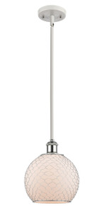 Farmhouse Chicken Wire - 1 Light - 8 inch - White Polished Chrome - Mini Pendant (516-1S-WPC-G121-8CSN-LED)