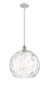 Athens Water Glass - 1 Light - 13 inch - White Polished Chrome - Pendant (516-1S-WPC-G1215-14)