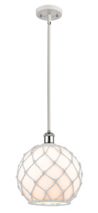 Farmhouse Rope - 1 Light - 10 inch - White Polished Chrome - Mini Pendant (516-1S-WPC-G121-10RW-LED)