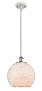 Farmhouse Chicken Wire - 1 Light - 10 inch - White Polished Chrome - Mini Pendant (516-1S-WPC-G121-10CSN)