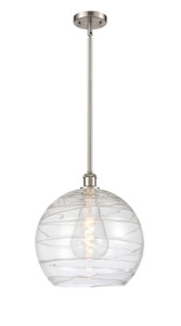 Athens Deco Swirl - 1 Light - 14 inch - Brushed Satin Nickel - Pendant (516-1S-SN-G1213-14-LED)