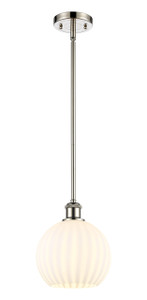 White Venetian - 1 Light - 8 inch - Polished Nickel - Mini Pendant (516-1S-PN-G1217-8WV)