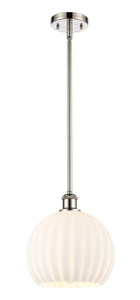 White Venetian - 1 Light - 10 inch - Polished Nickel - Mini Pendant (516-1S-PN-G1217-10WV)