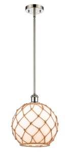 Farmhouse Rope - 1 Light - 10 inch - Polished Nickel - Mini Pendant (516-1S-PN-G121-10RB-LED)