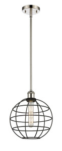 Lake Placid - 1 Light - 10 inch - Polished Nickel - Mini Pendant (516-1S-PN-CE-10-BK)