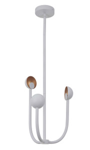 Foundry 3 Arm Led Chandelier In Matte White/Gold Leaf (49223-MWWGL-LED) Foundry 3 Arm Led Chandelier In Matte White/Gold Leaf (49223-MWWGL-LED)