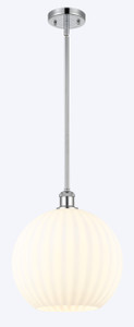 White Venetian - 1 Light - 12 inch - Polished Chrome - Mini Pendant (516-1S-PC-G1217-12WV)