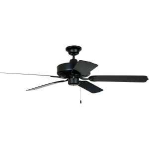 Enduro Plastic 52" 5-Blade Ceiling Fan in Matte Black w/ Matte Black Blades; Light Kit Optional (Not Included) (END52MBK5P)