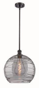 Athens Deco Swirl - 1 Light - 14 inch - Oil Rubbed Bronze - Pendant (516-1S-OB-G1213-14SM)