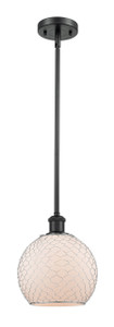 Farmhouse Chicken Wire - 1 Light - 8 inch - Matte Black - Mini Pendant (516-1S-BK-G121-8CSN-LED)