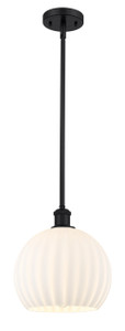 White Venetian - 1 Light - 10 inch - Matte Black - Mini Pendant (516-1S-BK-G1217-10WV)