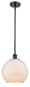 Farmhouse Chicken Wire - 1 Light - 10 inch - Matte Black - Mini Pendant (516-1S-BK-G121-10CSN-LED)