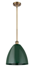 Plymouth - 1 Light - 12 inch - Brushed Brass - Pendant (516-1S-BB-MBD-12-GR-LED)