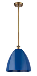 Plymouth - 1 Light - 12 inch - Brushed Brass - Pendant (516-1S-BB-MBD-12-BL-LED)