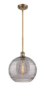 Athens Deco Swirl - 1 Light - 12 inch - Brushed Brass - Mini Pendant (516-1S-BB-G1213-12SM)