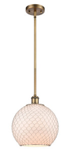 Farmhouse Chicken Wire - 1 Light - 10 inch - Brushed Brass - Mini Pendant (516-1S-BB-G121-10CSN-LED)