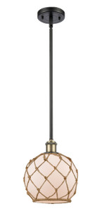 Farmhouse Rope - 1 Light - 8 inch - Black Antique Brass - Mini Pendant (516-1S-BAB-G121-8RB)