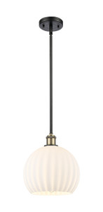 White Venetian - 1 Light - 10 inch - Black Antique Brass - Mini Pendant (516-1S-BAB-G1217-10WV)