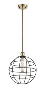 Lake Placid - 1 Light - 12 inch - Antique Brass - Mini Pendant (516-1S-AB-CE-12-BK)