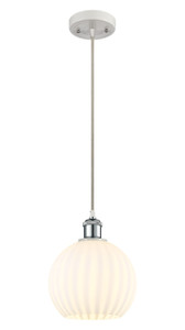 White Venetian - 1 Light - 8 inch - White Polished Chrome - Cord Hung - Mini Pendant (516-1P-WPC-G1217-8WV)