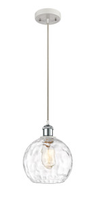 Athens Water Glass - 1 Light - 8 inch - White Polished Chrome - Cord hung - Mini Pendant (516-1P-WPC-G1215-8)