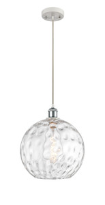 Athens Water Glass - 1 Light - 12 inch - White Polished Chrome - Cord hung - Mini Pendant (516-1P-WPC-G1215-12)