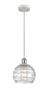 Athens Deco Swirl - 1 Light - 8 inch - White Polished Chrome - Cord hung - Mini Pendant (516-1P-WPC-G1213-8-LED)