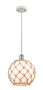 Farmhouse Rope - 1 Light - 10 inch - White Polished Chrome - Cord hung - Mini Pendant (516-1P-WPC-G121-10RB-LED)