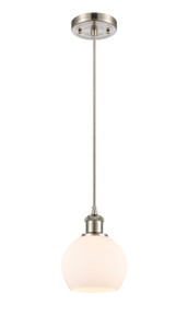 Athens - 1 Light - 6 inch - Brushed Satin Nickel - Cord hung - Mini Pendant (516-1P-SN-G121-6-LED)