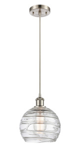 Athens Deco Swirl - 1 Light - 8 inch - Brushed Satin Nickel - Cord hung - Mini Pendant (516-1P-SN-G1213-8-LED)