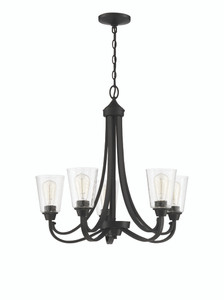 Grace 5 Light Chandelier in Espresso (Clear Seeded Glass) (41925-ESP-CS)