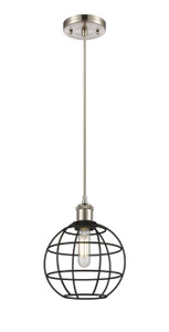 Lake Placid - 1 Light - 8 inch - Satin Nickel - Mini Pendant (516-1P-SN-CE-8-BK)
