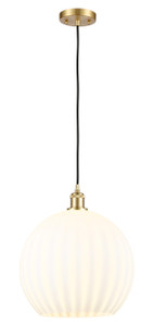 White Venetian - 1 Light - 14 inch - Satin Gold - Cord Hung - Pendant (516-1P-SG-G1217-14WV)