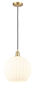 White Venetian - 1 Light - 12 inch - Satin Gold - Cord Hung - Mini Pendant (516-1P-SG-G1217-12WV)
