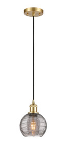 Athens Deco Swirl - 1 Light - 6 inch - Satin Gold - Cord hung - Mini Pendant (516-1P-SG-G1213-6SM)