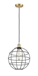 Lake Placid - 1 Light - 12 inch - Satin Gold - Mini Pendant (516-1P-SG-CE-12-BK)