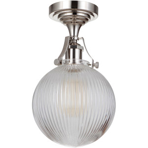 State House 1 Light Clear Ribbed Globe Semi Flush in Polished Nickel (X8326-PLN-C) State House 1 Light Clear Ribbed Globe Semi Flush in Polished Nickel (X8326-PLN-C)