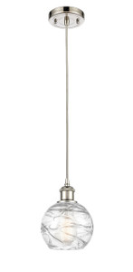 Athens Deco Swirl - 1 Light - 6 inch - Polished Nickel - Cord hung - Mini Pendant (516-1P-PN-G1213-6-LED)