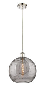 Athens Deco Swirl - 1 Light - 12 inch - Polished Nickel - Cord hung - Mini Pendant (516-1P-PN-G1213-12SM)