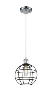 Lake Placid - 1 Light - 8 inch - Polished Chrome - Mini Pendant (516-1P-PC-CE-8-BK)
