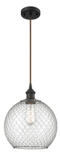 Farmhouse Chicken Wire - 1 Light - 10 inch - Oil Rubbed Bronze - Cord hung - Mini Pendant (516-1P-OB-G122-10CSN) Farmhouse Chicken Wire - 1 Light - 10 inch - Oil Rubbed Bronze - Cord hung - Mini Pendant (516-1P-OB-G122-10CSN)