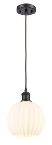 White Venetian - 1 Light - 8 inch - Oil Rubbed Bronze - Cord Hung - Mini Pendant (516-1P-OB-G1217-8WV)