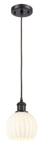 White Venetian - 1 Light - 6 inch - Oil Rubbed Bronze - Cord Hung - Mini Pendant (516-1P-OB-G1217-6WV)