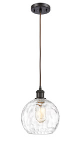 Athens Water Glass - 1 Light - 8 inch - Oil Rubbed Bronze - Cord hung - Mini Pendant (516-1P-OB-G1215-8)