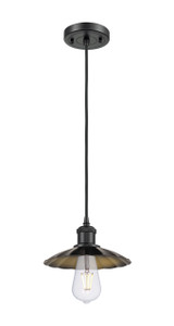 Scallop - 1 Light - 8 inch - Matte Black - Cord Hung - Mini Pendant (516-1P-BK-M17-BK)