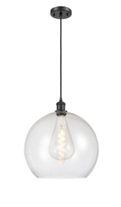 Athens - 1 Light - 14 inch - Matte Black - Cord hung - Pendant (516-1P-BK-G124-14)