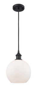 Athens - 1 Light - 8 inch - Matte Black - Cord hung - Mini Pendant (516-1P-BK-G121)