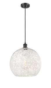 White Mouchette - 1 Light - 14 inch - Matte Black - Cord Hung - Pendant (516-1P-BK-G1216-14WM)